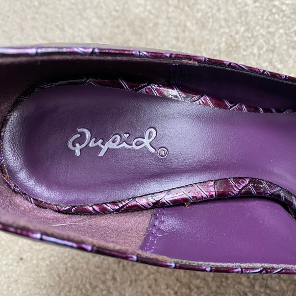 GUC, Qupid Faux Croc Open-Toed Pumps in Purple, Size 8 - Picture 7 of 11